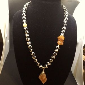 HANDMADE CITRINE and AGATE NECKLACE